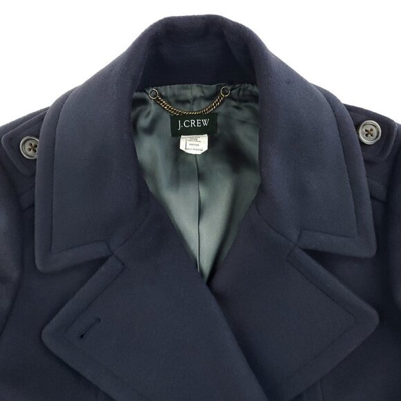 J. Crew 100% Wool Pea Coat Double Breasted 4 Button Navy Women's P8 (Petite 8) - Picture 4 of 16